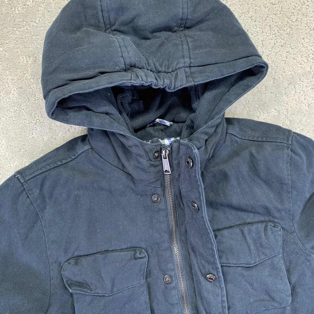 Ben‎ Sherman Kids Jacket Size 8 Black Hooded Utility Field Pockets Quilt Lined